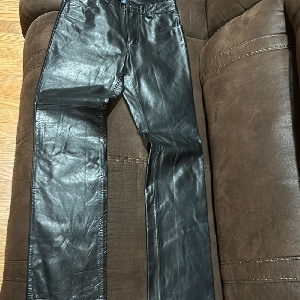 Women’s black leather pants